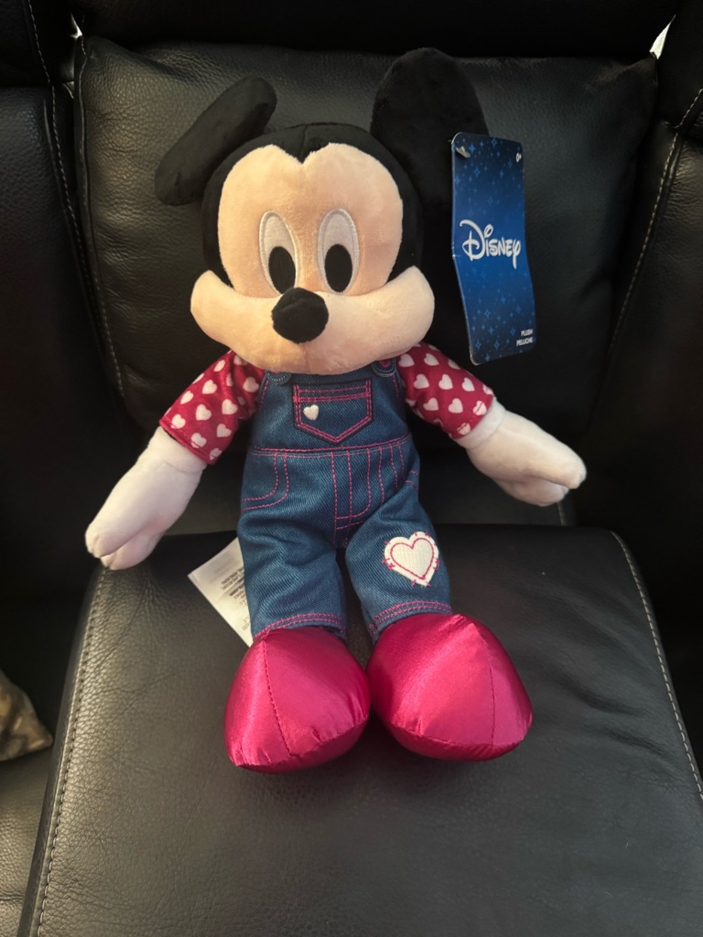 2026 Disney Parks Valentine’s Day Mickey Mouse Overalls Hearts Plush NWT